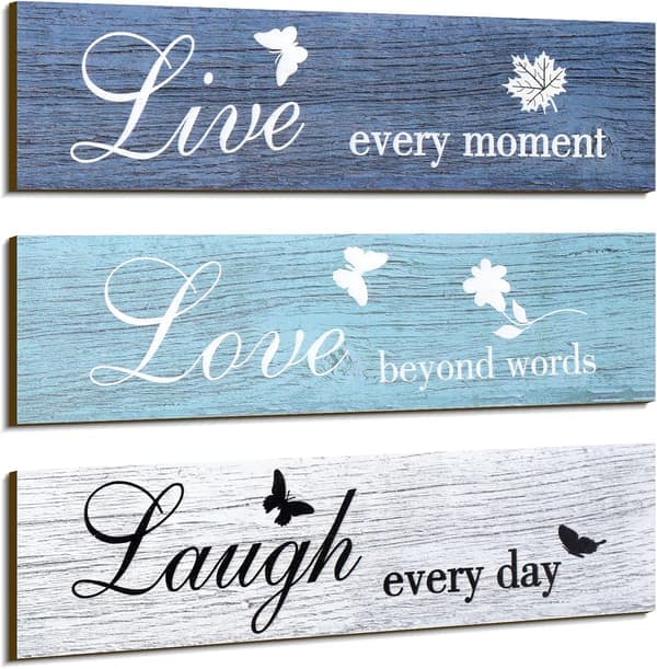 rustika träskyltar väggdekor Live Love and Laugh citatskylt bondgårdsväggmonterad dekoration