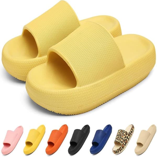 Gula tofflor, slides för män och kvinnor, halkfria duschtofflor