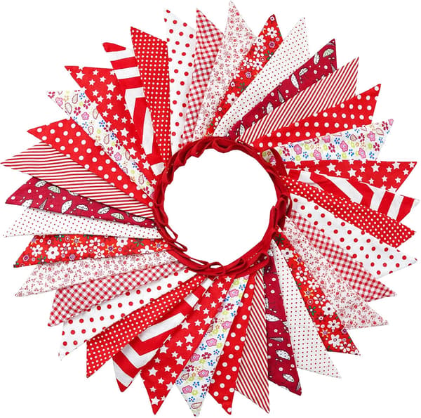 36 STK Blå Stoffvimpelbanner, 10M Dobbeltsidig Bomullsvimpel, Trekantflaggkrans, Blomstervimpel for Bryllupsbursdagsfester Red