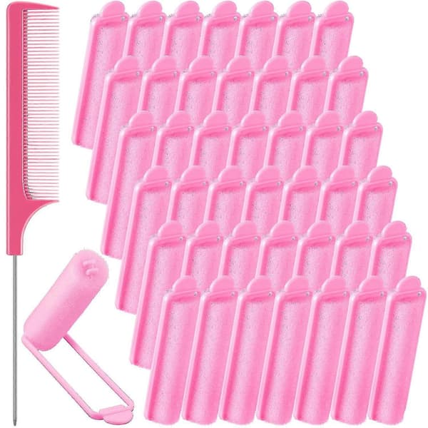 43 stk. Skum Svamp Hårruller Sæt, Bløde Sovende Hår Curlers 1,5 cm Fleksibel Hårstyling Svamp Curler Og Rustfrit Stål (pink)