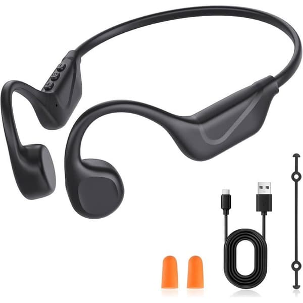 Knogleledningshovedtelefoner - 1 enhed - Titanium - Bluetooth 6.0 - Sport Cykling Løb - Sort