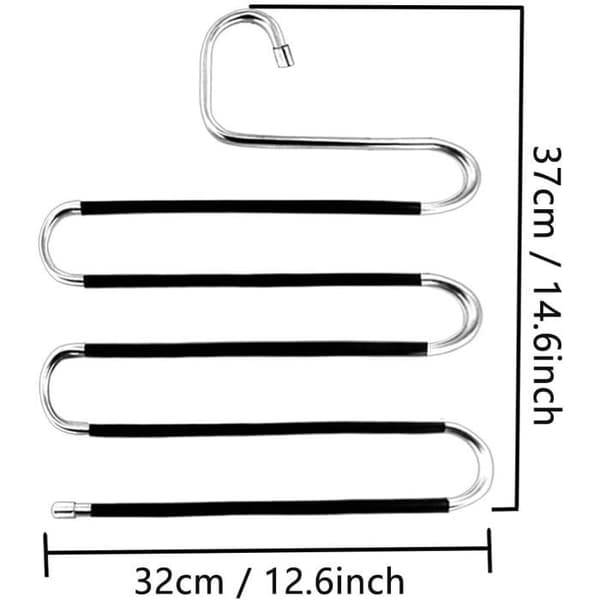Sæt med 3 buksebøjler - Rustfrit stål - Pladsbesparende 5 niveauer - Robust skridsikkert design - Til jeans og mere