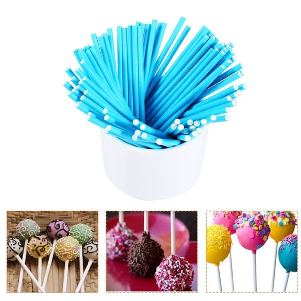 100 stk/sæt farverige klubpinde Cake Pop pinde til slik chokolade 10 cm blå