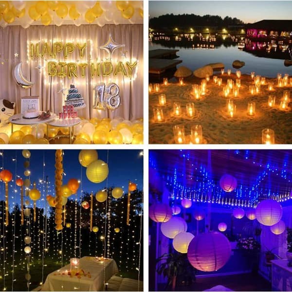 LED Ballonlys, 100 STK LED Ballonlys, Mini Runde Kugle LED Ballonlys (gul)