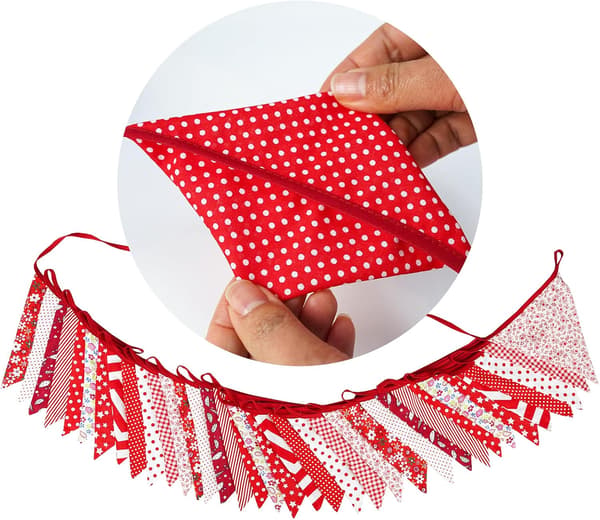 36 STK Blå Stoffvimpelbanner, 10M Dobbeltsidig Bomullsvimpel, Trekantflaggkrans, Blomstervimpel for Bryllupsbursdagsfester Red
