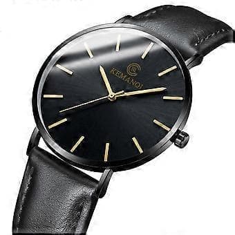 Herre Slim Ur Tynd Læder Stål Quartz Chicness Stilfuld Slim Moderne Herreur E