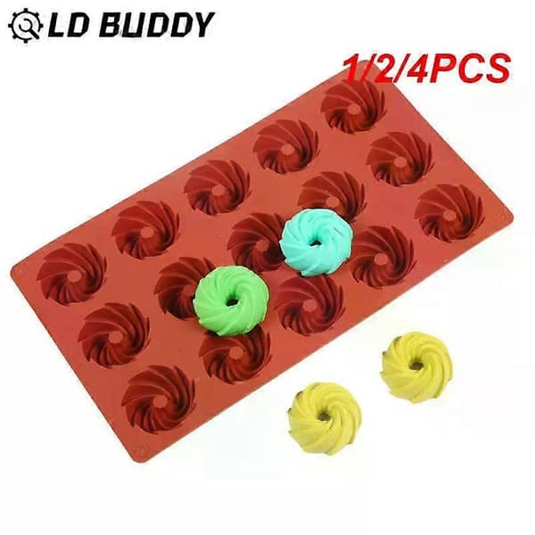 1/2/4 STK Mini Spiralformede 15-hulrum Silikone Kageforme 4pcs
