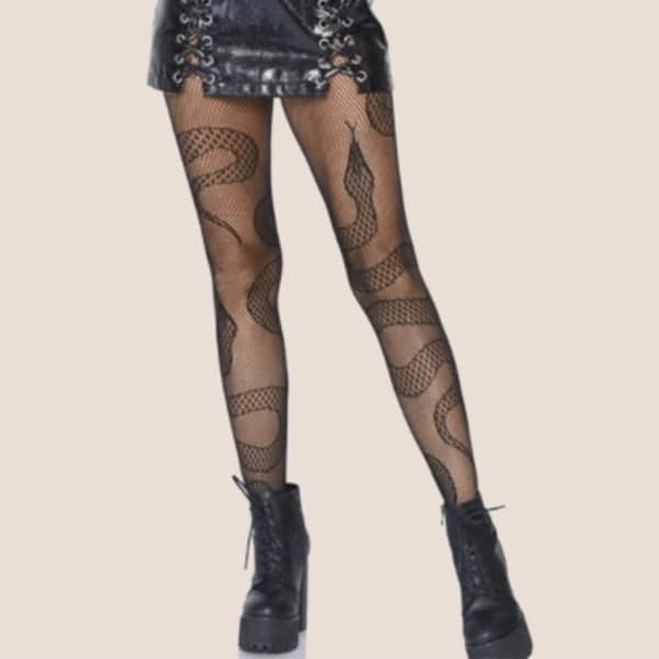 Sexy Fishnet Strømper til Kvinder med Ond Slange Jacquard Mønster Anime Strømper