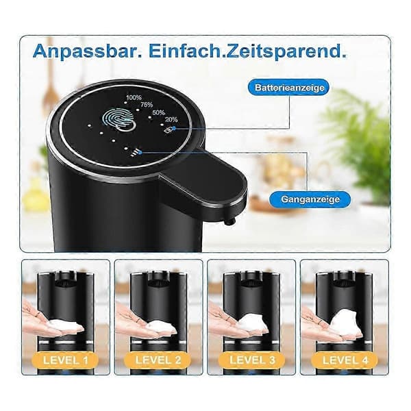 Automatisk såpedispenser, 380 ml, elektrisk veggmontering, berøringsfri automatisk såpedispenser, USB