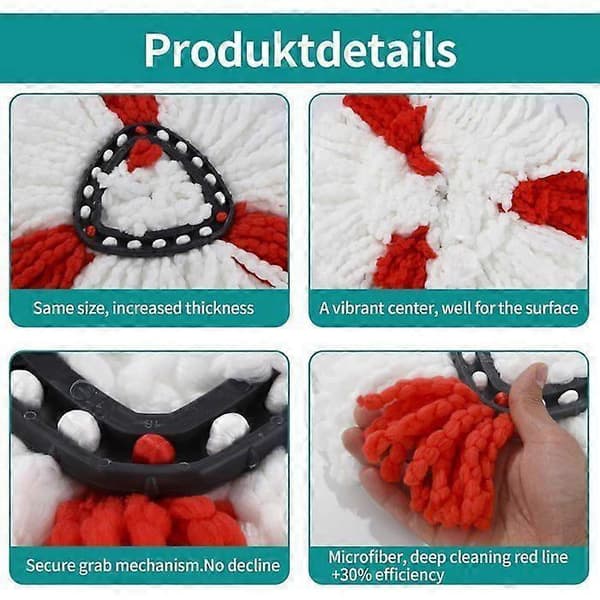 Erstatningsmopphoder kompatible med O-Cedar EasyWring mopper 4-pakning - Mopphode-påfyll
