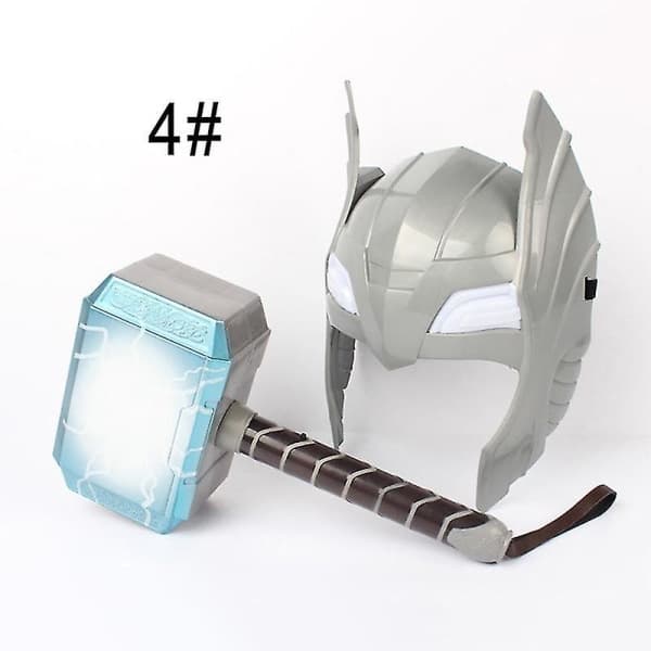 LED-ljus som avslöjar ljud Thor Hammare Mask Barnleksaker Rörlig Docka