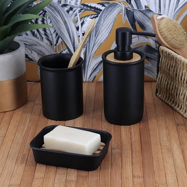 Sort Polyresin Tumbler - Sæt med 4 - Moderne Stil - Stødresistent - Til Indendørs og Udendørs Brug - 12 cm