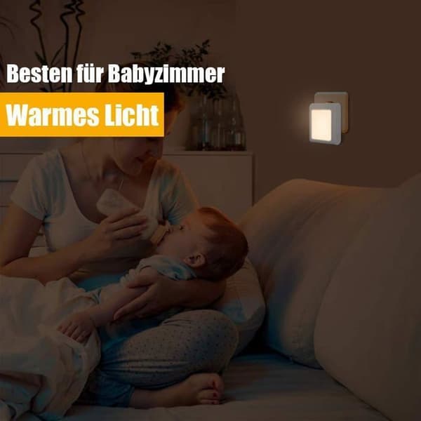 2 natlamper med skumring-til-daggry sensor. Justerbar lysstyrke, varm hvid. Energiklasse D.