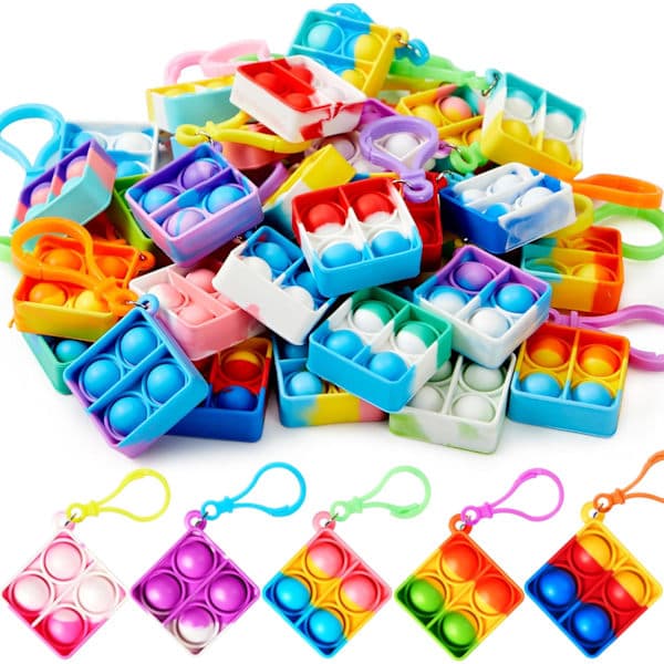 Fidget Pop it legetøjssæt – Nøglering pop fidget legetøj bulk festgaver til børn – Vælg form og mængde Big-pink