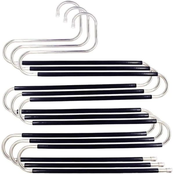 Sæt med 3 buksebøjler - Rustfrit stål - Pladsbesparende 5 niveauer - Robust skridsikkert design - Til jeans og mere