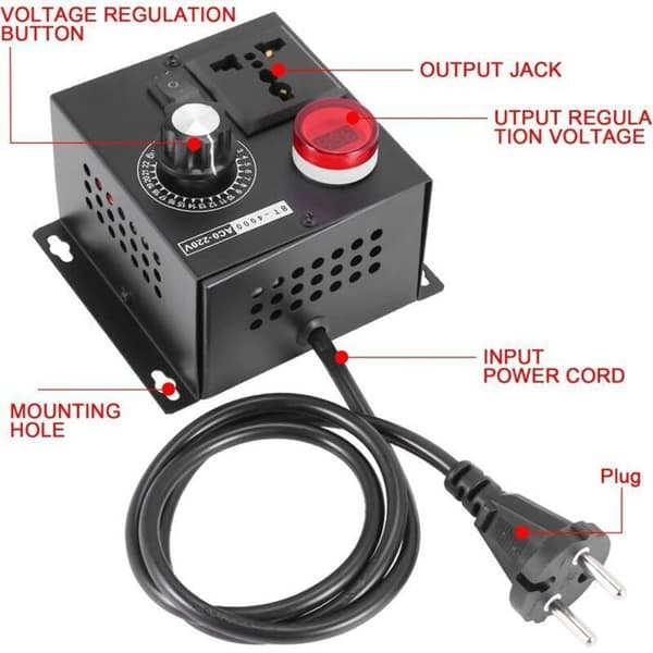 AC 220V 4000W Kompakt Controller Variabel Spændingshastighed Bærbar Temperatur Lys Spænding Justerbar Lysdæmper