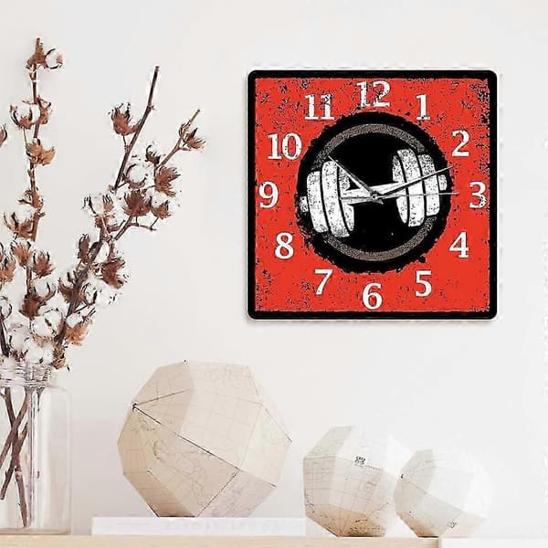 15 Hantelväggklocka - Gym-tema kvartsur