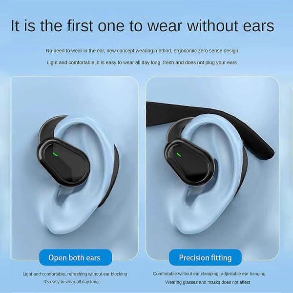 TWS Bluetooth 5.3 Stereo Hodetelefoner Ørekrok Black