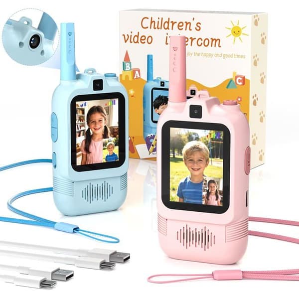 Sett med 2 video-walkie-talkier - Dobbeltkamera - ABS - USB-C oppladbart - Barn 3-12 år