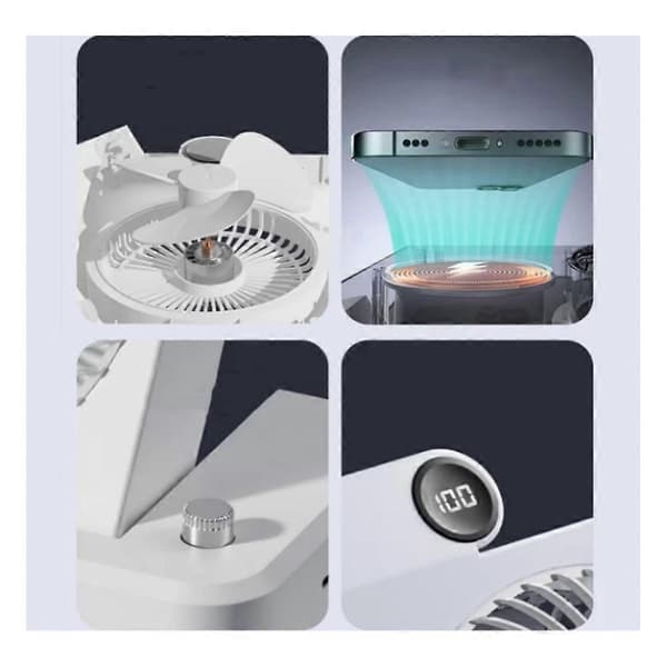100 hastigheter, LED digitalt display, vinklet base, kjøleenhet for camping White