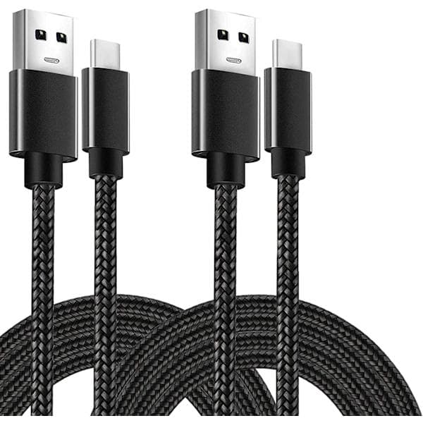 (2st) Laddningskabel för Samsung Galaxy S25 S24 S9 S10 S20 S21 S22 S23 och iPhone 15 16 17 PRO PLUS MAX - (2 Meter) (2-PACK-FS- (2-pack) 2 meter