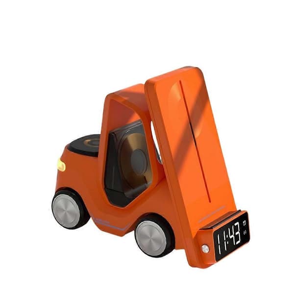 3-in-1 Trukin langaton latausasema kellolla ja tunnelmavalolla Orange