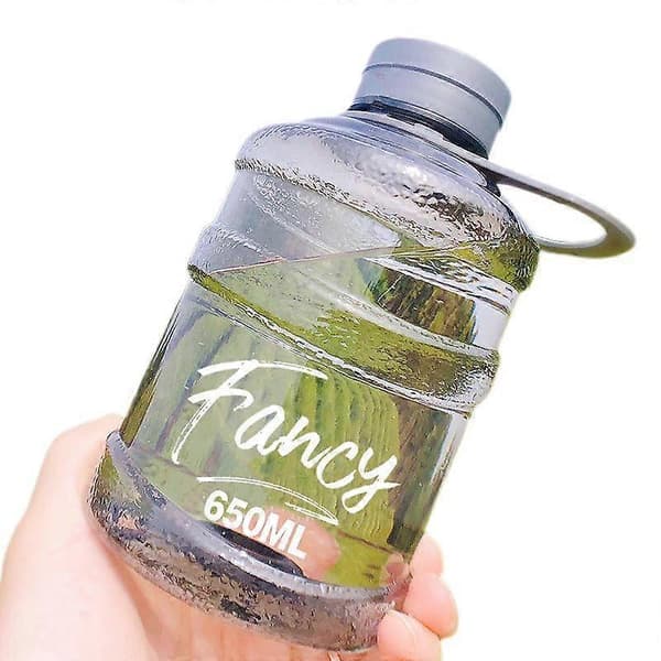 Mini Liten Ren Hinkkopp Plast Vattenkopp Vatten [Transparent Svart] 650ml Enkelkopp + Koppborste