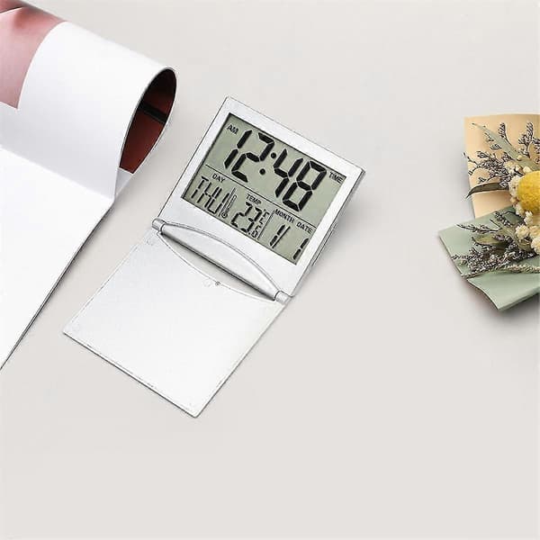 Digital Resväckarklocka - Vikbar Kalender Temperatur Timer LCD-klocka Väderprognos Klocka Batteridriven