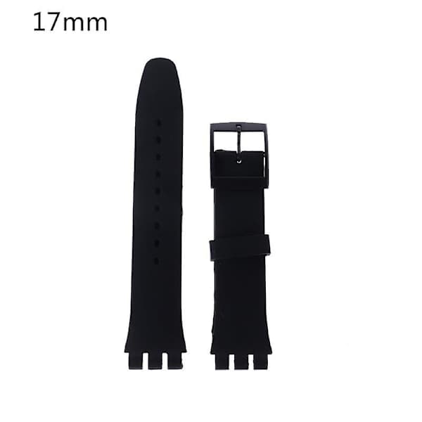 Silikonerem til Swatch 16/17/19/20 mm - Holdbar sort Sort 17mm Black 17mm