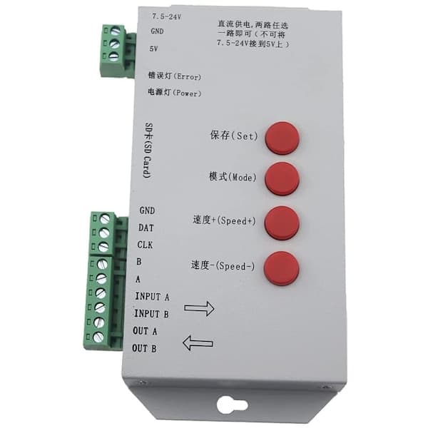 T1000S DMX 512 RGB LED Strip Light Pixel Controller SD-kort WS2812B WS2811 6803 SK6812
