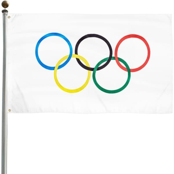 Olympisk flagg, dekorasjon til OL, 150 x 90 cm