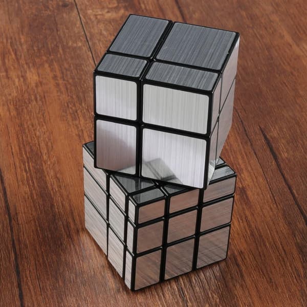 Shengshou Mirror Cube Speed Cube -setti, Magic Cube Puzzle Cube Mirror Blocks Bundle Epäsäännöllinen Speedcube Epätasainen 3D-palapelikubilelut hopea (2 kpl)
