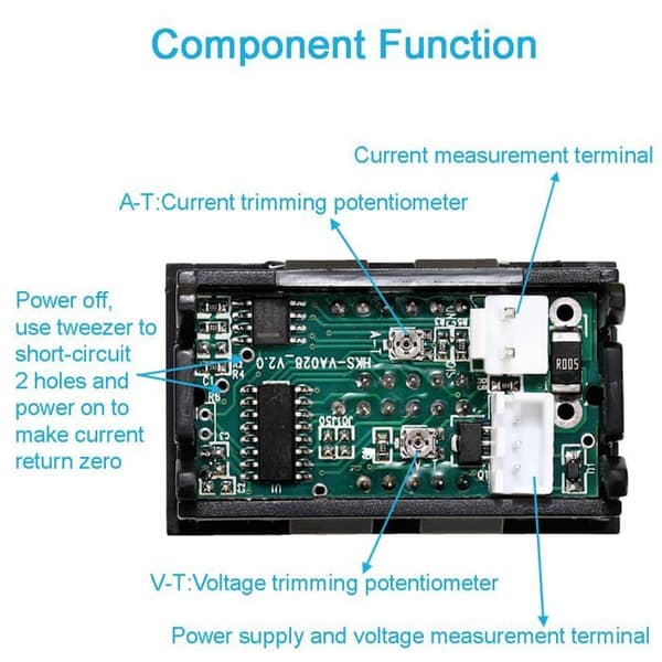 2 Digitale Voltmeter Amperemeter DC 100V 10A Rød Blå LED-skjerm Spenningsstrømmåler for batterier