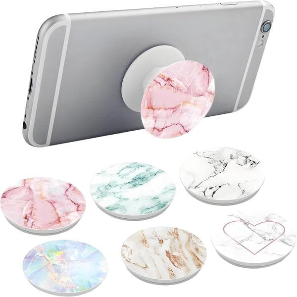 6-pakning telefonhåndtak med Pop Socket-stativ, 360° roterende selvklebende telefonholder -FF-