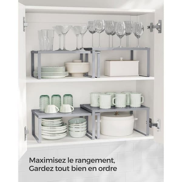 Kryddställ - Set om 2 - Silvermetall - Stapelbart och utdragbart - Förvaring för kök och skafferi