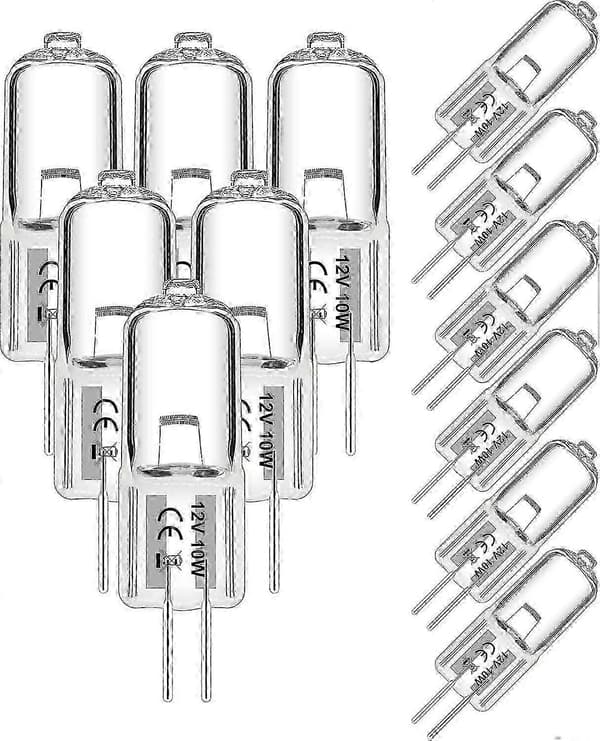12-pack G4 Halogenlampa 10W 12V 2800K 2 Klara Kapsellampor för Köksfläktar Kök Vardagsrum Sovrum