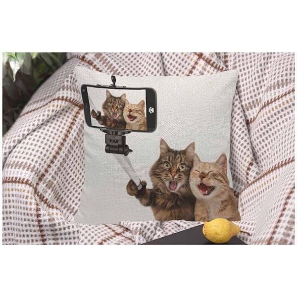 Katter tar en selfie örngott kuddfodral för soffa heminredning brun vit 45x45 cm-FS-