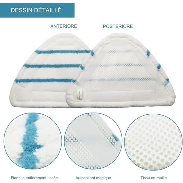 4 vaskbare trekantede dampklude mikrofiber dybderengøring hårde gulve og glatte overflader M