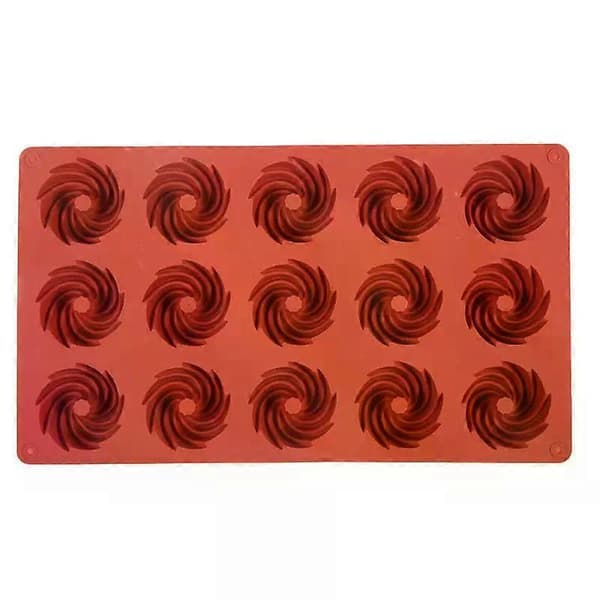 1/2/4 STK Mini Spiralformede 15-hulrum Silikone Kageforme 1pc