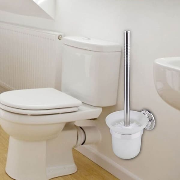 Væghængt toiletbørste i rustfrit stål med holder – Ergonomisk design – Nem installation – Til moderne badeværelser
