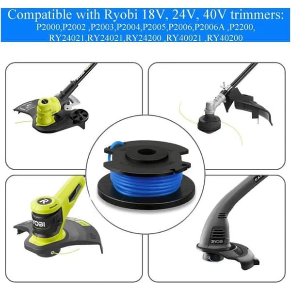 Ryobi One+ AC14RL3A 18V 24V 40V 1.65mm 3.35m Buskrydder Erstatningslinjespole (12 spoler + 2 endehætter)