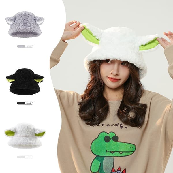 Damull Bucket Hat Vinter Fåröron Plysch Panama Mössor Grå Gray