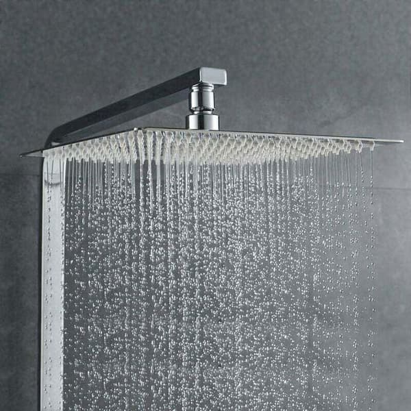 20 cm kvadratisk brusehoved i rustfrit stål - Vandbesparende, regnstråle, 1/2\" gevind, 360° roterbart, vipbart, nem installation