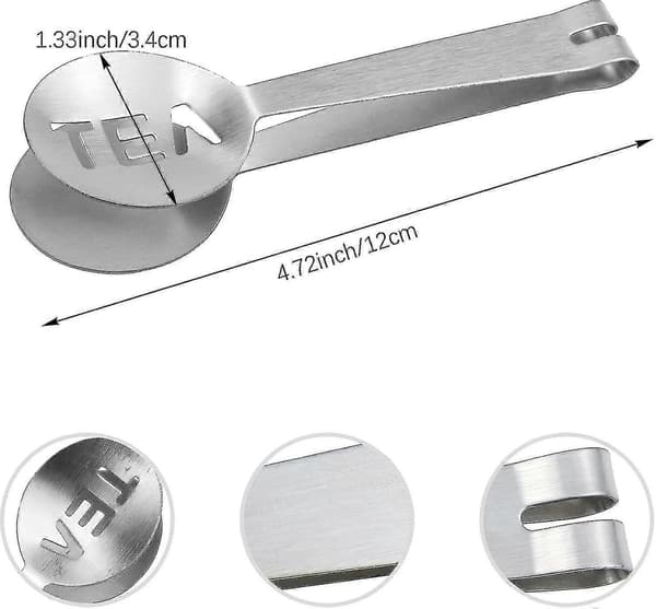 4 stk. te-poseklemmer i rustfritt stål, te-poseholder for te-poser, isbiter, sukkerbiter