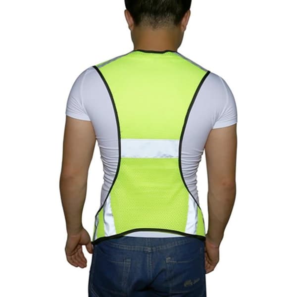 Refleksvest - 1 stk - Polyesternett - Høy synlighet 200m - Sykling, løping, natt - Justerbar størrelse