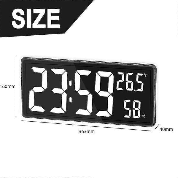 Digital Klocka Stor Display, Stor Digital Väggklocka Med Temperatur Och Luftfuktighet, Digital Väggklocka Med LED-siffror För Sovrum, Kontor white