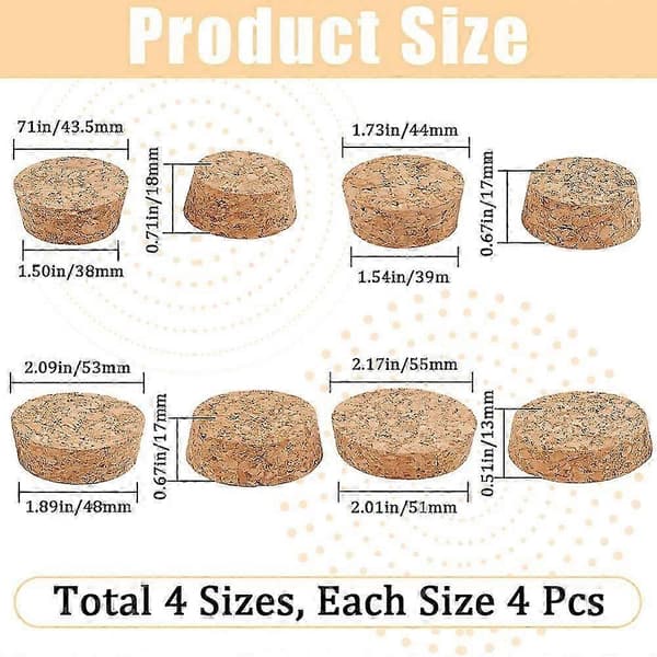 16 st 4 stilar korkflaskproppar flaskpropp vete 39~55x13~18mm 4st/stil