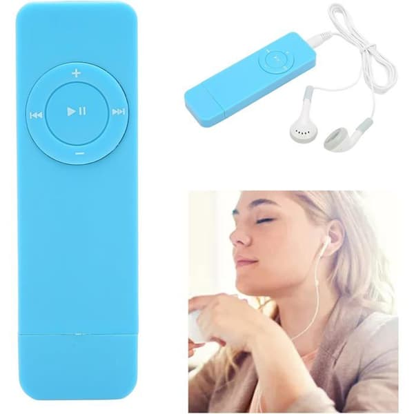 MP3-afspiller - 1 enhed - Kompakt plastik - Tabsfri lyd - Studierejse - Blå