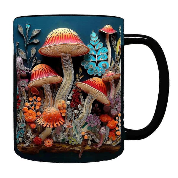 2024 NY Magic Mushrooms Mugg Keramisk Kaffemugg Tekopp med 3D Magic Mushrooms Muggar