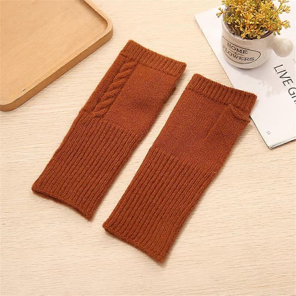 Vinter Flerfärgade Kashmir Fingervantar Brown